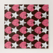 Puzzle Retro Threadbare Hearts Stars Texture (Horizontal)