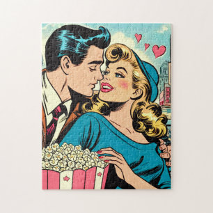 Puzzle Retro Valentine's Love Couple Comics