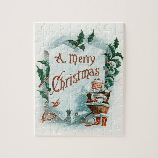 Puzzle Retro Vintage Christmas Cool Santa Greeting (Vertical)