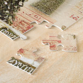 Puzzle Retro Vintage Red Green Holiday Noël (Côté)