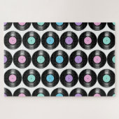 Puzzle Retro Vinyl Records Motif coloré (Horizontal)