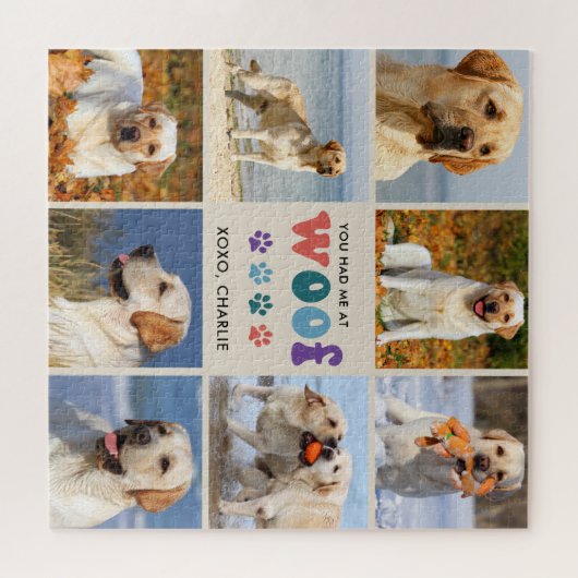 Puzzle Retro Vous M'Avez Eu WOOF Custom 8 Photo Collage C (Horizontal)