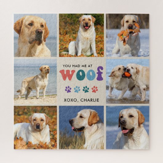 Puzzle Retro Vous M'Avez Eu WOOF Custom 8 Photo Collage C (Vertical)