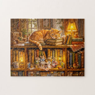 Puzzle Réunion de café des souris dans la bibliothèque