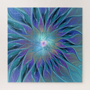 Puzzle Rêve de fleur abstraite fractale bleu violet