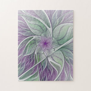 Puzzle Rêve de fleurs, Abstrait violet vert Fractal Art