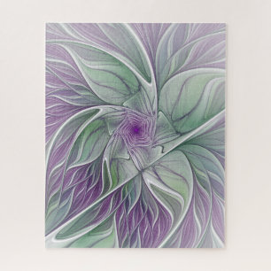Puzzle Rêve de fleurs, Abstrait violet vert Fractal Art