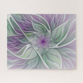 Puzzle Rêve de fleurs, Abstrait violet vert Fractal Art (Horizontal)