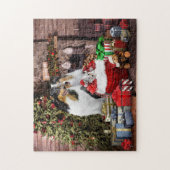 Puzzle Réveillon de Noël avec famille Collie rugueuse - H (Vertical)