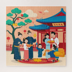 Puzzle Réveillon de nouvel an chinois en famille