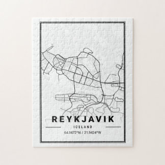 Puzzle Reykjavik Iceland City Map | Mod Minimalist Art