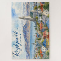 Reykjavik Islande souvenir aquarelle