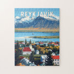 Puzzle Reykjavík Islande Travel Art Vintage<br><div class="desc">Reykjavík design de déplacement vectoriel rétro. Reykjavík est la capitale la plus septentrionale d'un État souverain dans le monde. C'est l'une des villes les plus propres,  les plus vertes et les plus sûres du monde.</div>
