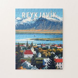 Puzzle Reykjavík Islande Travel Art Vintage