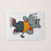 Puzzle Rhino at Ice skating with Ice skates (Horizontal)