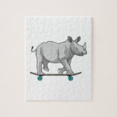 Puzzle Rhino en patinage avec skateboard (Vertical)