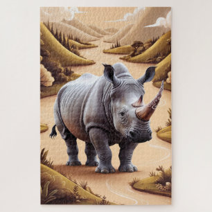 Puzzle Rhino miniature Whimsical Animal Hybride Art