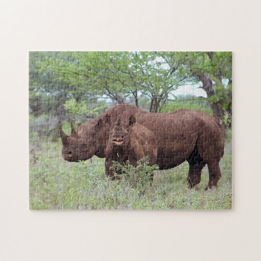 Puzzle Rhino noir avec Calf (Horizontal)