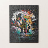 Puzzle Rhinoceros colorés ! | Noir difficile (Vertical)