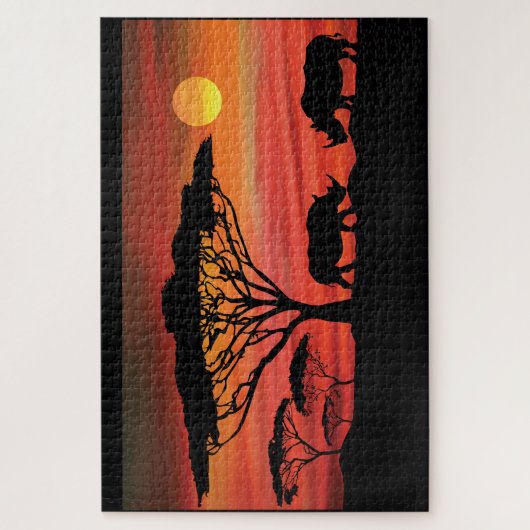 Puzzle Rhinoceros dans le coucher de soleil africain du S (Vertical)