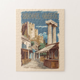 Puzzle Rhodes Grèce Ruines Voyages Art Vintage