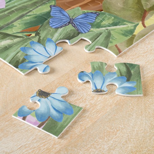 Puzzle Rhodesian Rdgeback Chien avec Fleurs Printemps (Côté)