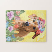 Puzzle Rhodesian Rdgeback Chien avec Fleurs Printemps (Horizontal)