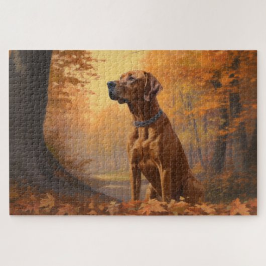 Puzzle Rhodesian Ridgeback à l'automne Feuilles automne I (Horizontal)