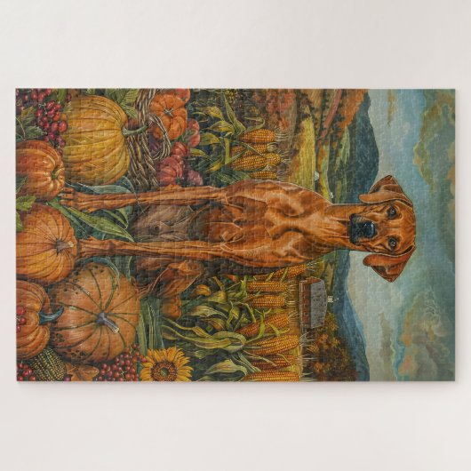 Puzzle Rhodesian Ridgeback Automne Harvest Thankesgiving (Horizontal)