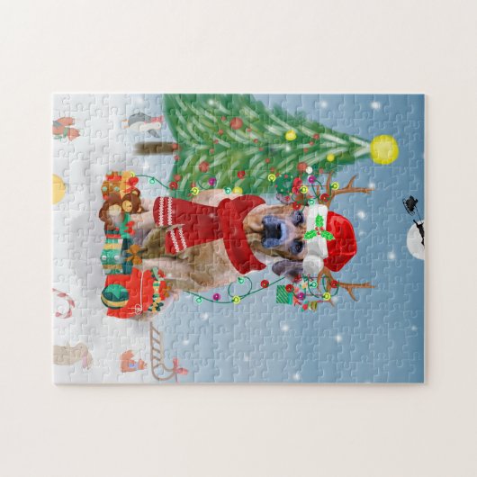 Puzzle Rhodesian Ridgeback Chien dans neige cadeau de Noë (Horizontal)