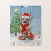 Puzzle Rhodesian Ridgeback Chien dans neige cadeau de Noë (Vertical)