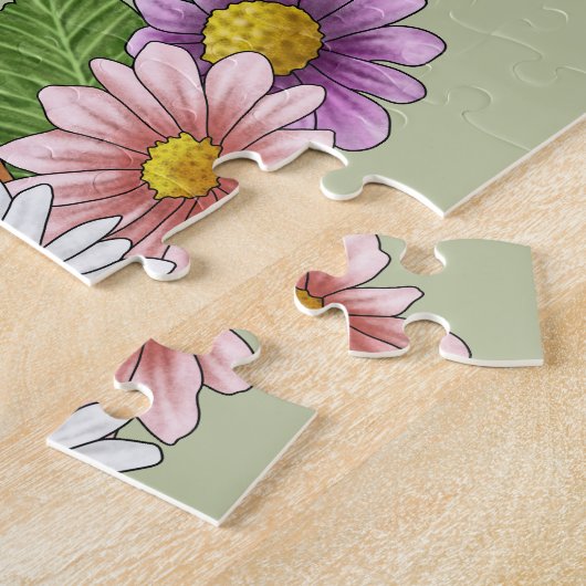 Puzzle Rhodesian Ridgeback Chien Tête Fleurs d'été Vert (Côté)