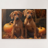 Puzzle Rhodesian Ridgeback Chiot Automne Citrouille délic (Horizontal)