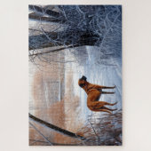 Puzzle Rhodesian Ridgeback Laisser Neige Noël (Vertical)