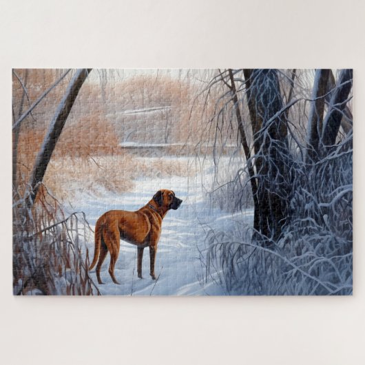 Puzzle Rhodesian Ridgeback Qu'il neige Noël (Horizontal)