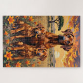 Puzzle Rhodesian Ridgeback Savanna Sunset Art (Horizontal)