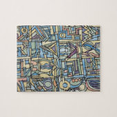 Puzzle Rhythm In Blue-Modern Bauhaus Geometric Art (Horizontal)