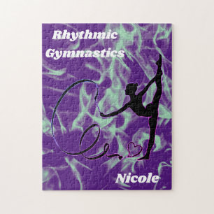 Puzzle Rhythmic Gymnastics Purple and Mint Swirl  