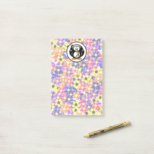 Puzzle Ribbon Penguin Post-it® Notes (Op bureau)