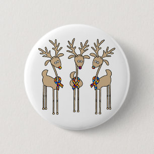 Puzzle Ribbon Reindeer - Autisme Awareness Ronde Button 5,7 Cm