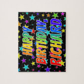 Puzzle "RICHARD" Prénom, Amusant "HEUREUX ANNIVERSAIRE" (Vertical)