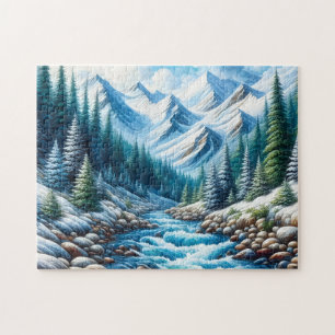 Puzzle Rivière coulant à travers les montagnes