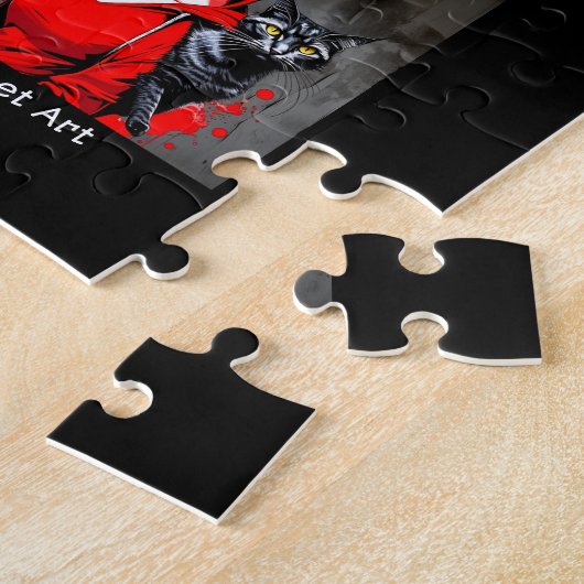 Puzzle Robe Rouge Modes d'Art Chat Noir (Côté)