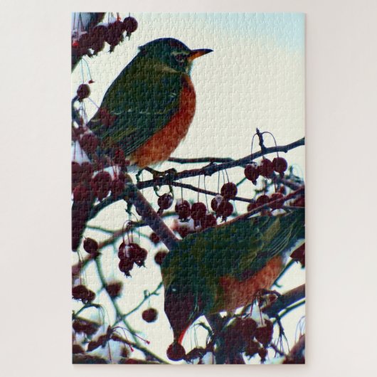 Puzzle Robins en hiver (Vertical)