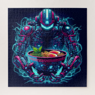 Puzzle Robot Cyberpunk Futuriste Nourriture Ramen Néon