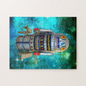 Puzzle Robot Jouet vintage Rétro Turquoise Galaxy Mignonn (Horizontal)