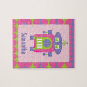 Puzzle Robot rétro-personnalisé rose, violet et vert (Horizontal)