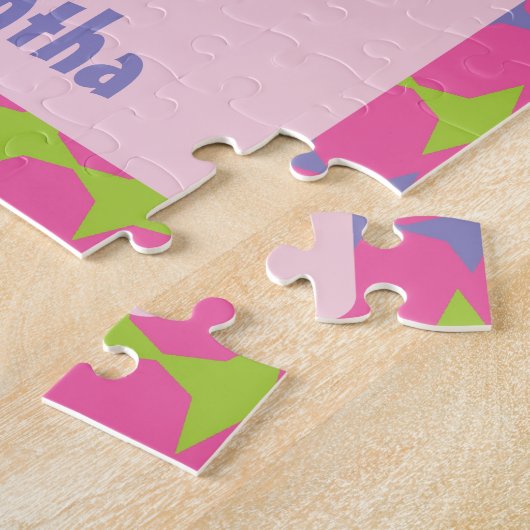Puzzle Robot rétro-personnalisé rose, violet et vert (Côté)