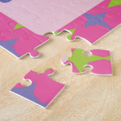 Puzzle Robot rétro rose, violet et vert avec étoiles (Côté)
