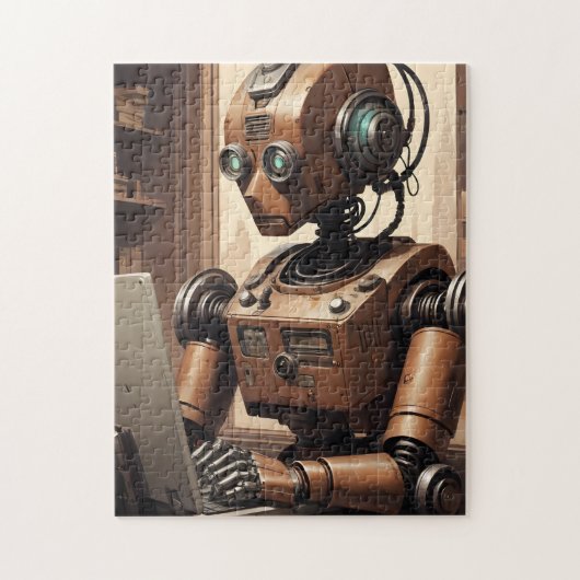 Puzzle Robot vintage AI - Retro Tech Jigsaw (Vertical)